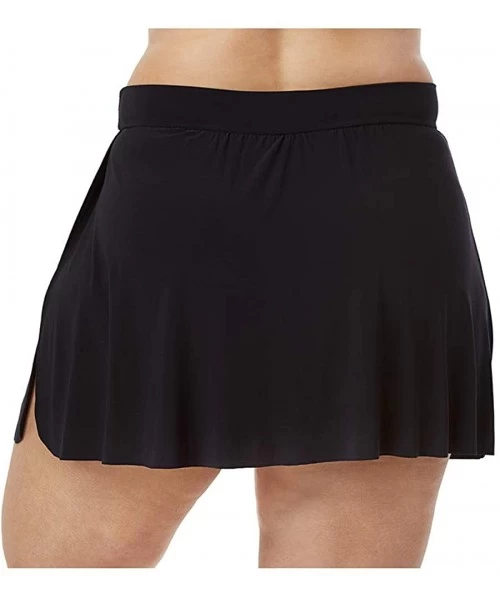 Tankinis Women's SwimwearPlus Jersey Tennis Skirt Full Coverage Swim Bottom with No-Show Waistline - Black - CK18I0E24MO