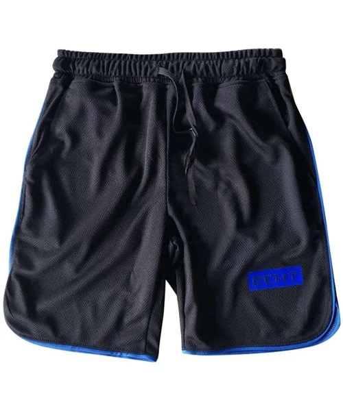 Racing Gym Workout Shorts Quick Drying Running Tight Lifting Bodybuilding Shorts with Pockets - Blue - CQ195AMNA9C