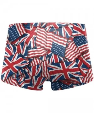 Briefs Men's Low Rise Bikini Briefs Bulge Beach Swim Trunks - British American Flag Pattern - CZ19C5M8MQ6