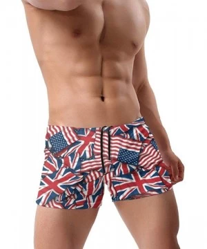 Briefs Men's Low Rise Bikini Briefs Bulge Beach Swim Trunks - British American Flag Pattern - CZ19C5M8MQ6