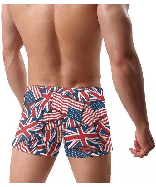 Briefs Men's Low Rise Bikini Briefs Bulge Beach Swim Trunks - British American Flag Pattern - CZ19C5M8MQ6