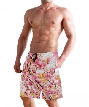 Board Shorts Men's Swim Trunks Honeycomb Periodic Table Rainbow Quick Dry Beach Board Shorts with Pockets - Japan Cherry Blos...