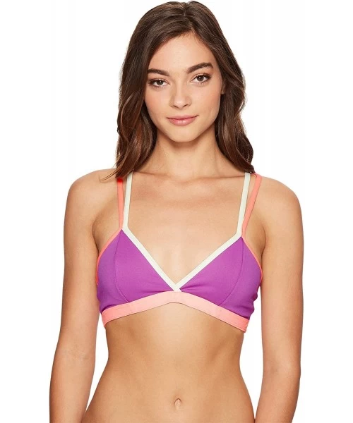 Tops Women's Orchid Cocktail Reversible Fixed Triangle Bikini Top - Purple - C212LNRO80X