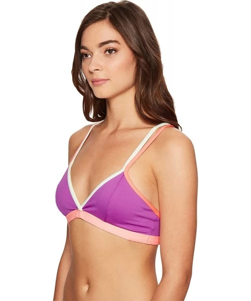 Tops Women's Orchid Cocktail Reversible Fixed Triangle Bikini Top - Purple - C212LNRO80X