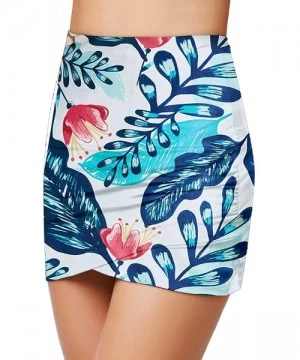 Tankinis Women High Waist Swim Skirt Bikini Bottom Tie Side Tankini Skort - O White Floral - CF19643EDHH