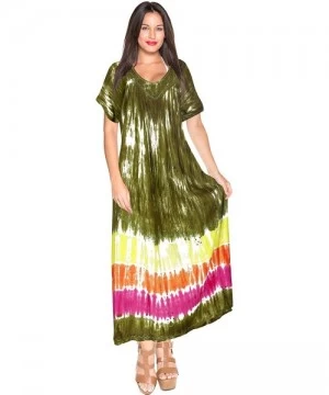 Cover-Ups Women's Beach Dress Prom Party Cocktail Dress for Women Hand Tie Dye A - Green_p453 - C111S8RIKA5