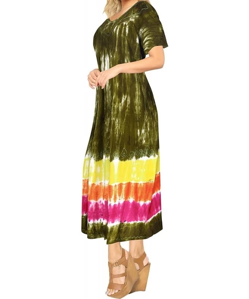 Cover-Ups Women's Beach Dress Prom Party Cocktail Dress for Women Hand Tie Dye A - Green_p453 - C111S8RIKA5