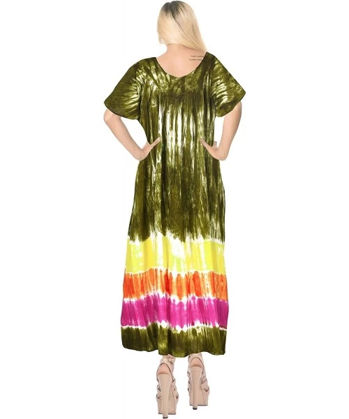 Cover-Ups Women's Beach Dress Prom Party Cocktail Dress for Women Hand Tie Dye A - Green_p453 - C111S8RIKA5