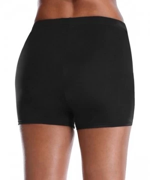 Tankinis Women's Sporty Swim Shorts Solid Board Shorts Boyleg Swim Bottoms - Boyshorts Black - CF194TG0HDH