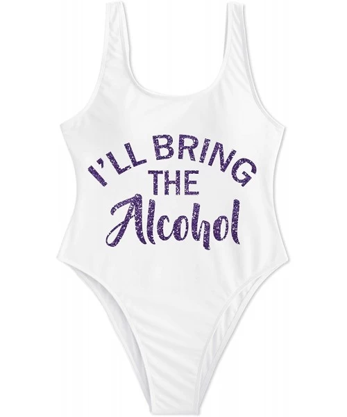 One-Pieces Bridal Bachelorette Party Swimsuit Feyonce One Piece Bathing Suit Wifey Monokini - Ill Bring the Alcohol - White -...