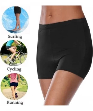 Tankinis Women's Sporty Swim Shorts Solid Board Shorts Boyleg Swim Bottoms - Boyshorts Black - CF194TG0HDH