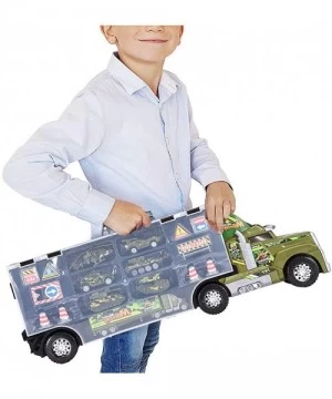 Tankinis 8 in 1 Military Vehicle Mini Battle Car Toy Set in Big Carrier Military Truck - C718ZZG45S9