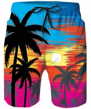 Board Shorts Casual Mens Swim Trunks Quick Dry Printed Beach Shorts Summer Boardshorts with Mesh Lining - Hawaiian Sunset 3 -...