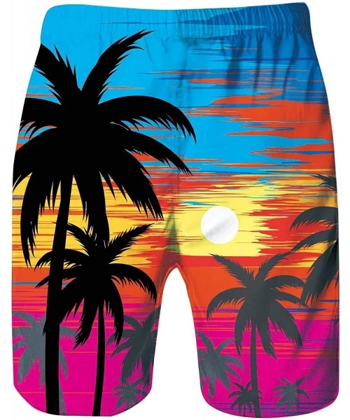 Board Shorts Casual Mens Swim Trunks Quick Dry Printed Beach Shorts Summer Boardshorts with Mesh Lining - Hawaiian Sunset 3 -...