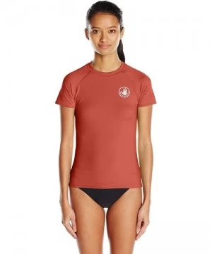 Rash Guards Women's Smoothies In Motion Solid Short Sleeve Rashguard - Terracotta - CL12N5OP05M