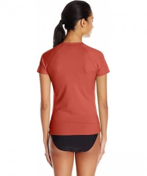 Rash Guards Women's Smoothies In Motion Solid Short Sleeve Rashguard - Terracotta - CL12N5OP05M