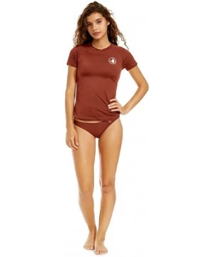 Rash Guards Women's Smoothies In Motion Solid Short Sleeve Rashguard - Terracotta - CL12N5OP05M