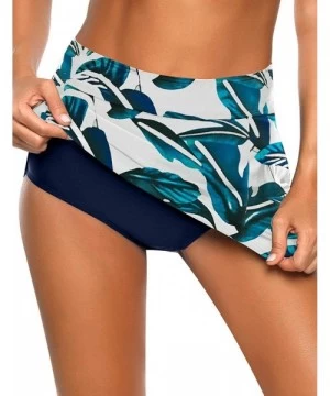 Bottoms Women's Pleated Swim Skirt Mid Waist Swimsuit Bottom Swimwear - Pocket Zip Printed 1 - CX196DOCGEW