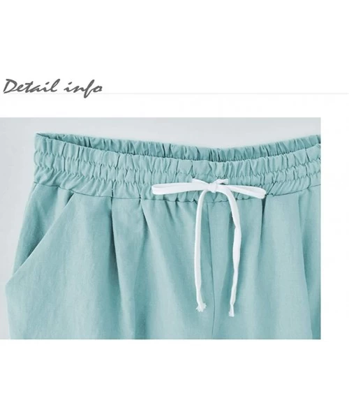 Board Shorts Summer Shorts for Women Drape High Waist with Drawstring Solid Oversize Pockets Beach Pants - Light Green - C219...