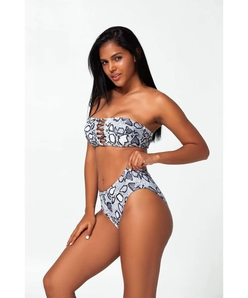 Sets Women's Removable Strap Wrap Pad Cheeky High Waist Bikini Set Swimsuit - A White - CQ19C43SNI2