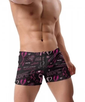 Briefs Cute Flamingo Pink Ribbon Flower Breast Cancer Awareness Men's Quick Dry Swimsuit Boxer Trunks Square Cut Bathing Suit...