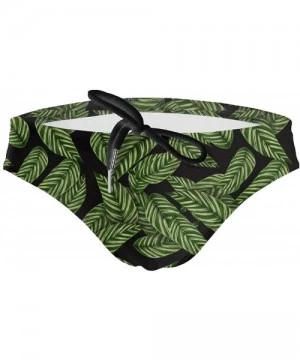 Briefs Men's Sexy Leaves Picture Tropcial Plant Low Rise Briefs Bikini Swimwear Swimsuit with Drawstring - Leaves Pattern Tro...