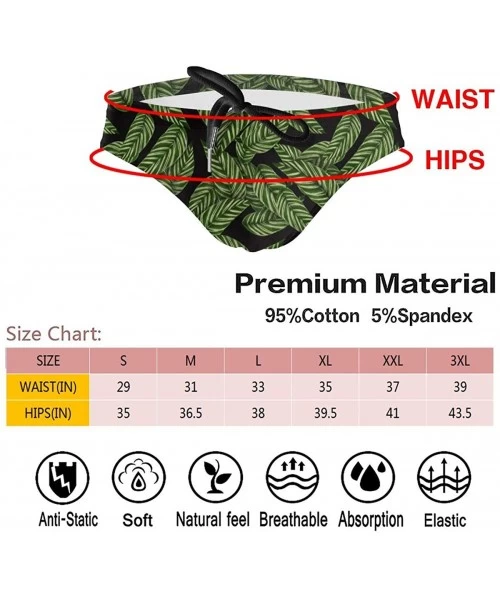 Briefs Men's Sexy Leaves Picture Tropcial Plant Low Rise Briefs Bikini Swimwear Swimsuit with Drawstring - Leaves Pattern Tro...