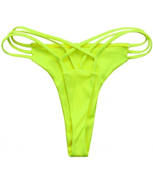 Tankinis Women Bottoms Swimsuit Bikini Swimwear Cheeky Thong V Swim Trunks - Fluorescent Yellow - CU194MY7Y89