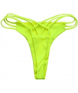 Tankinis Women Bottoms Swimsuit Bikini Swimwear Cheeky Thong V Swim Trunks - Fluorescent Yellow - CU194MY7Y89