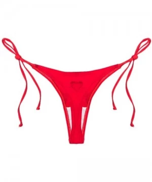 Bottoms Women's Tie Side Thong Bikini Bottom-Swim Bottom Swimsuit - Red - CE190L2CUAC