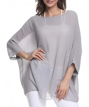 Cover-Ups Women's Bohemian Chiffon Blouse Batwing Sleeve Swimsuit Coverups - 4324gy - CY18W4Z0RYY