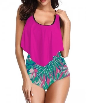 Sets Women's Printed Two Piece V-Neck Tankini Swimsuits with Skirt - W-rose - CI190WW2ZTE