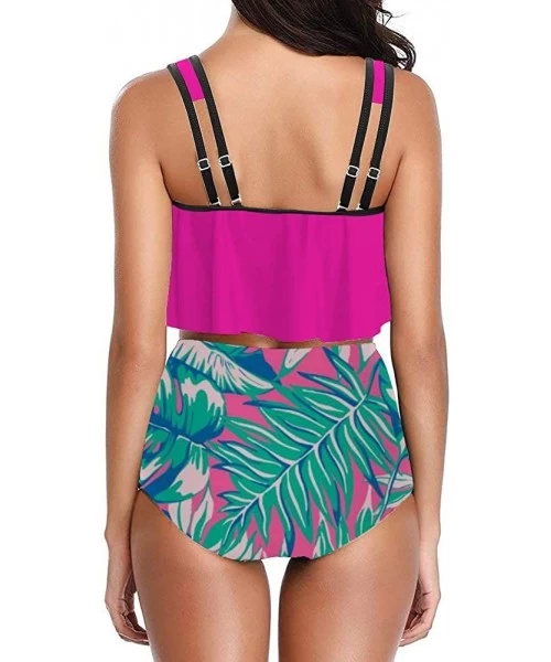 Sets Women's Printed Two Piece V-Neck Tankini Swimsuits with Skirt - W-rose - CI190WW2ZTE