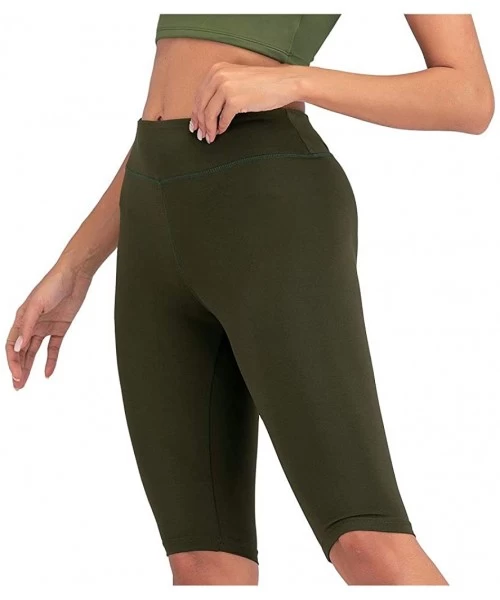 Tankinis Lady Solid Pocket High-Waist Hip Stretch Underpants Running Fitness Yoga Shorts - H-army Green - CH190OQE4DO