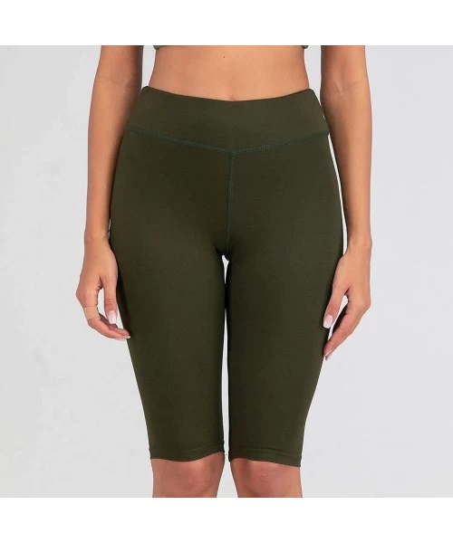 Tankinis Lady Solid Pocket High-Waist Hip Stretch Underpants Running Fitness Yoga Shorts - H-army Green - CH190OQE4DO