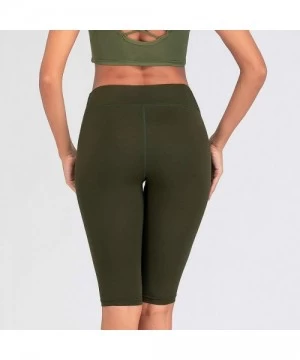 Tankinis Lady Solid Pocket High-Waist Hip Stretch Underpants Running Fitness Yoga Shorts - H-army Green - CH190OQE4DO