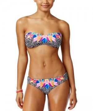 Bottoms Feather Daze Print Side-Tab Cheeky Bikini Bottoms- Multi- XL - CL183L2QHCH