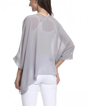 Cover-Ups Women's Bohemian Chiffon Blouse Batwing Sleeve Swimsuit Coverups - 4324gy - CY18W4Z0RYY