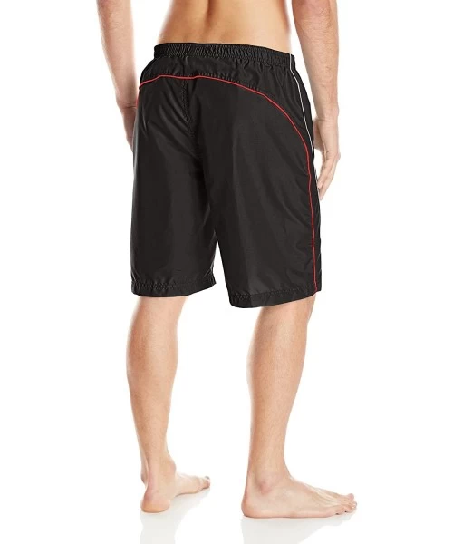 Trunks Men's Piped Swim Trunk - Black/White/Lava - CD12CQ5S3AB