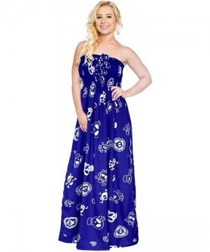 Cover-Ups Womens Skull Print Halloween Costume Tube Dress Beach Casual Sundress A - Halloween Blue_b812 - C91886RO3Q9