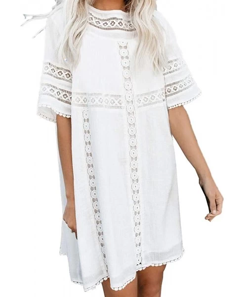 Cover-Ups Women Swimsuit Cover up Loose Cardigan Swimwear Beachwear Bikini Bathing Suit Summer Dress - F-white - C5199GWY423