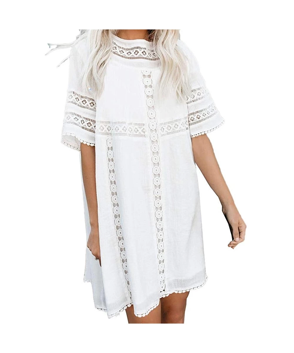 Cover-Ups Women Swimsuit Cover up Loose Cardigan Swimwear Beachwear Bikini Bathing Suit Summer Dress - F-white - C5199GWY423