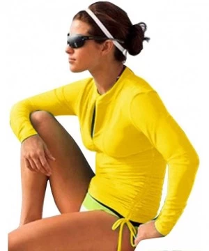 Rash Guards Women's UV Sun Protection Long Sleeve Rash Guard Wetsuit Swimsuit Top - Yellow - CA12LMZJUR7