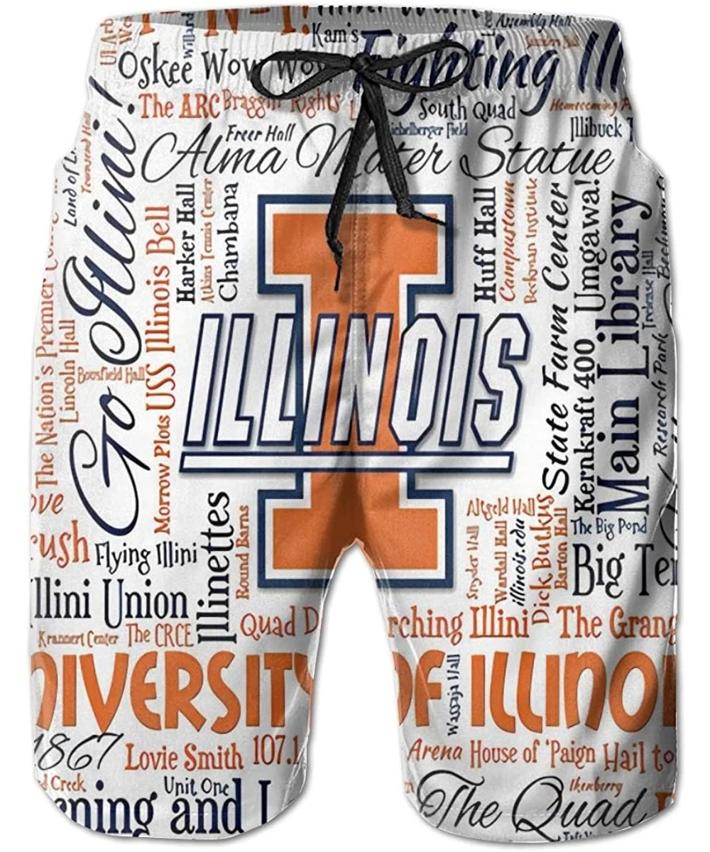 Board Shorts Men's Quick Dry Swim Shorts with Mesh Lining Swimwear Bathing Suits Beach Shorts - Illinois Fighting Illini-6 - ...