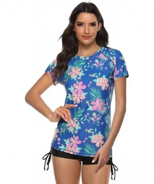 Rash Guards Women's Short Sleeve Rashguard Swimwear UPF 50+ Rash Guard Floral Print 2 Piece Swimsuit Sets - A1 - CY194TK6AAC