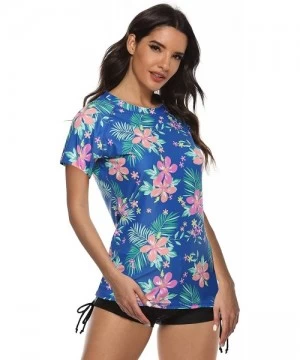 Rash Guards Women's Short Sleeve Rashguard Swimwear UPF 50+ Rash Guard Floral Print 2 Piece Swimsuit Sets - A1 - CY194TK6AAC