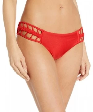 Bottoms Women's Kiss The Wave Strings to Braid Side Full Bikini Bottom - Caliente - C71203TPYT1