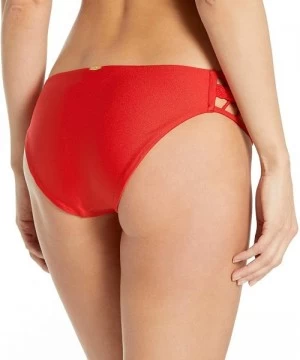 Bottoms Women's Kiss The Wave Strings to Braid Side Full Bikini Bottom - Caliente - C71203TPYT1