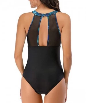 One-Pieces One Piece Bathing Suits for Women Swimsuits Tummy Control Ruched Sexy Slimming Swimwear Monokini High Neck Mesh - ...