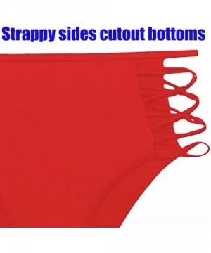 Tankinis Women's Sexy High Waist Bikini Bottom Strappy Cutouts Briefs with Tummy Control Design - 1 Red - CS18M8272MK